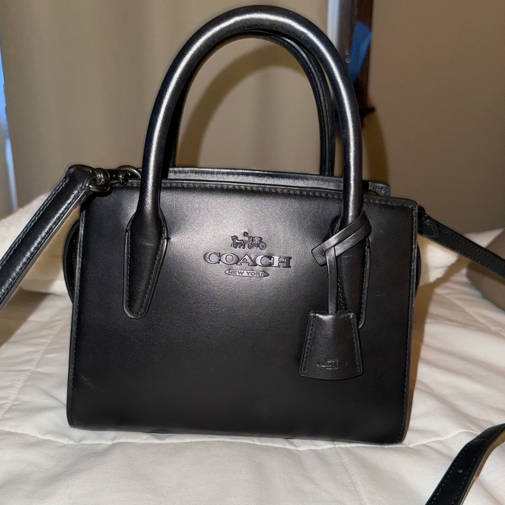 Coach Black Leather Satchel with Top Handles